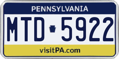 PA license plate MTD5922