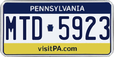 PA license plate MTD5923