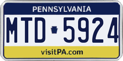 PA license plate MTD5924