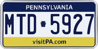PA license plate MTD5927