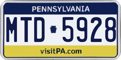PA license plate MTD5928