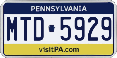 PA license plate MTD5929
