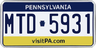 PA license plate MTD5931