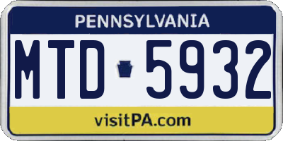 PA license plate MTD5932