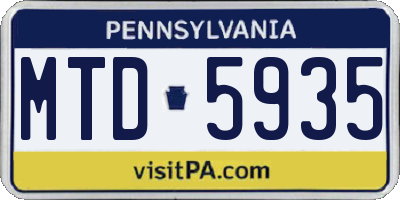 PA license plate MTD5935