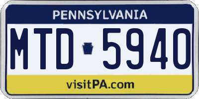 PA license plate MTD5940