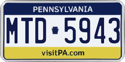 PA license plate MTD5943