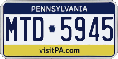 PA license plate MTD5945