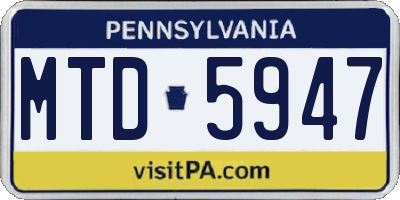 PA license plate MTD5947