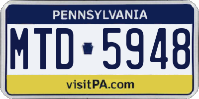PA license plate MTD5948