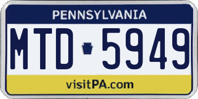 PA license plate MTD5949