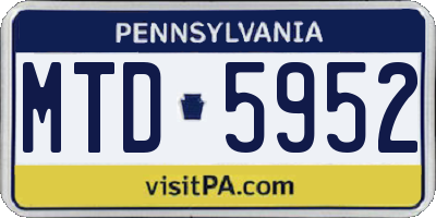 PA license plate MTD5952