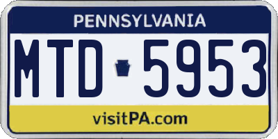 PA license plate MTD5953