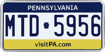 PA license plate MTD5956