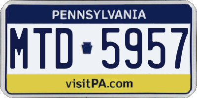 PA license plate MTD5957