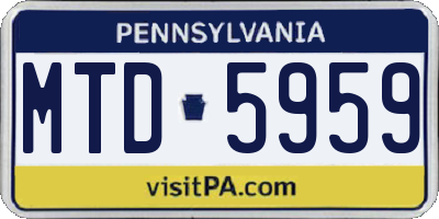 PA license plate MTD5959