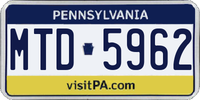 PA license plate MTD5962
