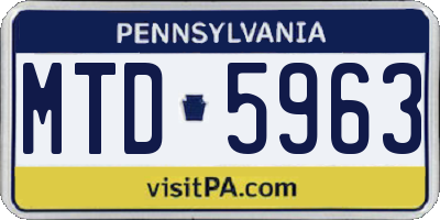 PA license plate MTD5963