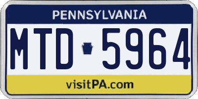 PA license plate MTD5964