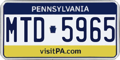 PA license plate MTD5965