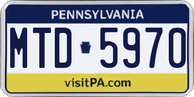 PA license plate MTD5970