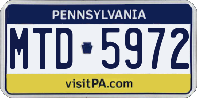 PA license plate MTD5972