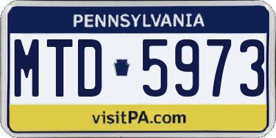 PA license plate MTD5973