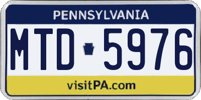 PA license plate MTD5976