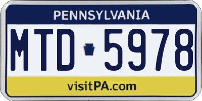 PA license plate MTD5978