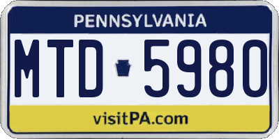 PA license plate MTD5980