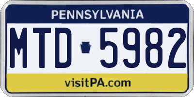 PA license plate MTD5982