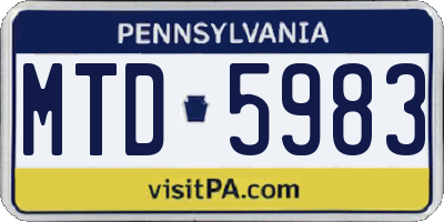 PA license plate MTD5983