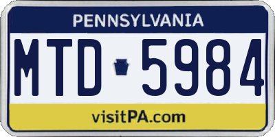 PA license plate MTD5984