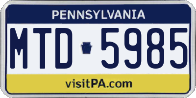 PA license plate MTD5985