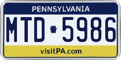 PA license plate MTD5986