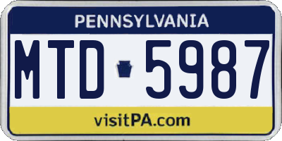 PA license plate MTD5987