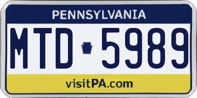 PA license plate MTD5989