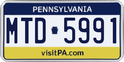 PA license plate MTD5991