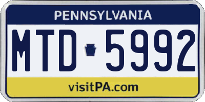 PA license plate MTD5992