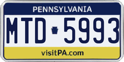 PA license plate MTD5993