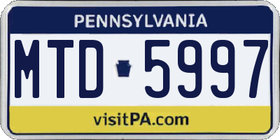 PA license plate MTD5997