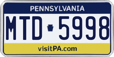 PA license plate MTD5998