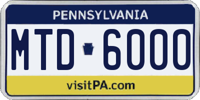 PA license plate MTD6000