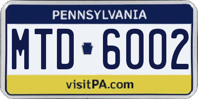 PA license plate MTD6002