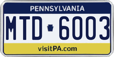 PA license plate MTD6003