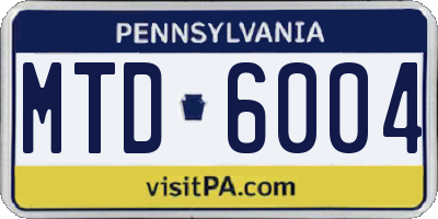 PA license plate MTD6004