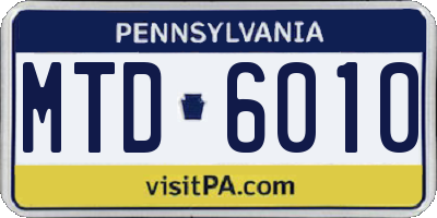 PA license plate MTD6010