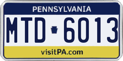 PA license plate MTD6013