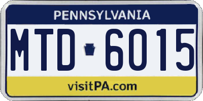 PA license plate MTD6015