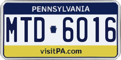 PA license plate MTD6016